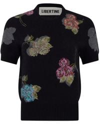 Libertine - Primrose Shadows Short-Sleeve Knitted Top - Lyst