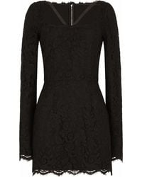 Dolce & Gabbana - Abito Corto In Pizzo - Lyst