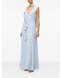 KARL LAGERFELD - Ruffled V-Neck Maxi Dress - Lyst
