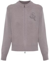Moncler - Logo-Embroidered Wool-Cashmere Cardigan - Lyst