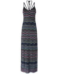 Missoni - Long Chevron Knit Dress With Braided Straps - Lyst