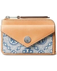 Tory Burch - T-Monogram Denim Zip Card Case - Lyst