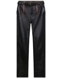 Marni - Embroidered Panelled Leather Trousers - Lyst