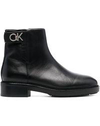 Calvin Klein - 35mm Logo-plaque Ankle Boots - Lyst