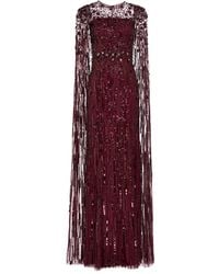 Jenny Packham - Ruby Embellished Cape Maxi Dress - Lyst