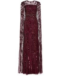 Jenny Packham - Ruby Paillettenmaxikleid Im Cape-Stil - Lyst