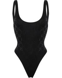 Elisabetta Franchi - Rhinestone-embellished Monogram Swimsuit - Lyst