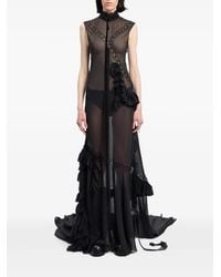 Ann Demeulemeester - Lace-Trim Ruffled Maxi Dress - Lyst
