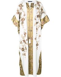 Josie Natori Couture Kaftan mit Blumenstickereien - Weiß