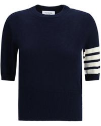 Thom Browne - Intarsia T-Shirt Met Gestreepte Mouwen - Lyst