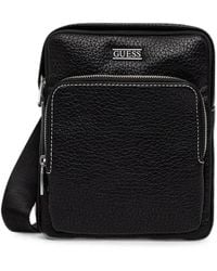 Guess - Boston Logo-Plaque Pebbled-Effect Shoulder Bag - Lyst