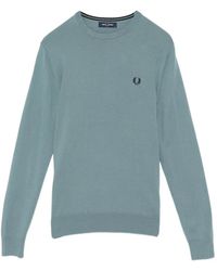 Fred Perry - Logo-Embroidered Round Neck Jumper - Lyst