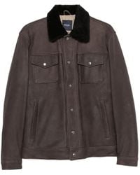 Barba Napoli - Shearling-Collar Leather Jacket - Lyst