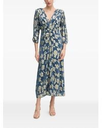 INTROPIA - Floral-Print V-Neck Midi Dress - Lyst