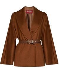 Max Mara - Abissi Belted Shawl-Collar Jacket - Lyst
