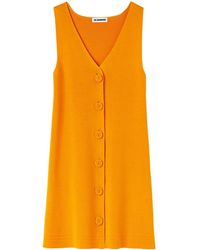 Jil Sander - Vestido corto con cuello en V - Lyst