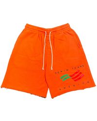 DENIM TEARS - Shorts Met Logoprint En Gerafelde Afwerking - Lyst