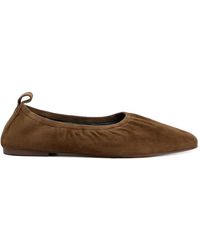 12 STOREEZ - Gathered Suede Ballet Flats - Lyst