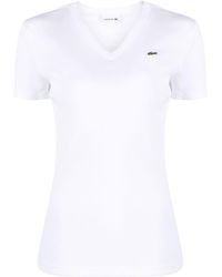 Lacoste - Logo-patch V-neck T-shirt - Lyst