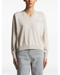 Peserico - V-Neck Embellished Sweater - Lyst