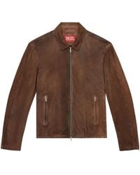 DIESEL - L-crombe Zip-up Leather Jacket - Lyst