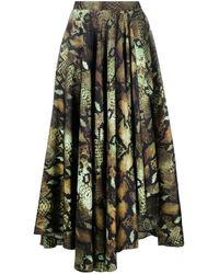 Roberto Cavalli - Gonna Midi Plissettata Con Stampa - Lyst