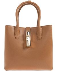 Furla - Goccia Top-Handle Lock Leather Small Tote Bag - Lyst
