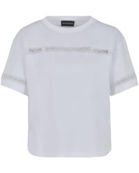 Emporio Armani - Katoenen T-shirt Met Geborduurd Logo - Lyst