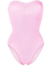 Hunza G - Brooke Strapless Seersucker Swimsuit - Lyst