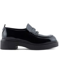 Emporio Armani - Penny-slot Chunky Leather Loafers - Lyst