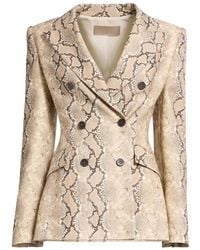 Elie Saab - Python-Print Double-Breasted Jacket - Lyst