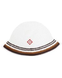 CASABLANCA - Crochet-Knit Striped Bucket Hat - Lyst