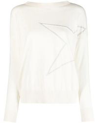 Lorena Antoniazzi - Star-Appliqué Boat-Neck Jumper - Lyst