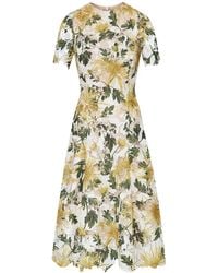 Oscar de la Renta - Chrysanthemum Guipure Midi Dress - Lyst