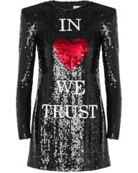 Moschino - In Love We Trust Mini-Jurk Verfraaid Met Pailletten - Lyst