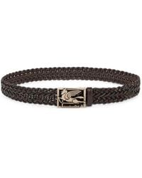 Etro - Woven Leather Belt With Pegaso Buckle - Lyst