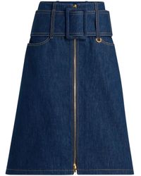 Patou - Denim Rok Met Ceintuur En Rits - Lyst