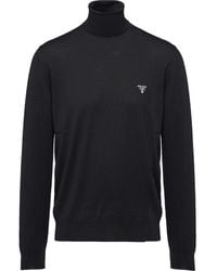 Prada - Maglione A Collo Alto Con Ricamo - Lyst