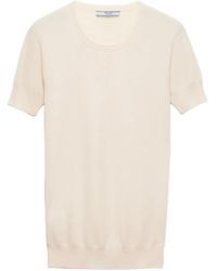 Prada - Kurzärmeliger Pullover mit Triangel-Logo - Lyst