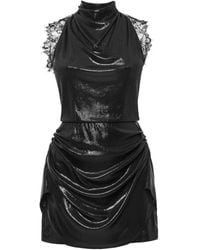 ANOUKI - Lace-Trim Draped Mini Dress - Lyst