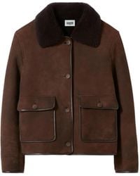 Claudie Pierlot - Wildlederjacke Mit Shearling-Kragen - Lyst