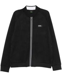 BOSS - Geometric-Pattern Zip-Up Sweater - Lyst