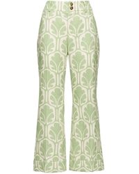 La DoubleJ - Geometric-pattern Cropped Flared Trousers - Lyst