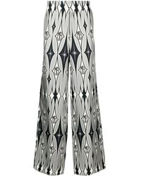 Amiri - Graphic-print Wide-leg Silk Trousers - Lyst