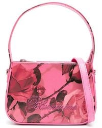 Blumarine - Rhinestone-Logo Floral-Print Leather Tote Bag - Lyst