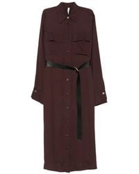 Imperial - Belted Button-Front Midi Dress - Lyst