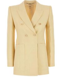 Chloé - Giacca in misto canapa crema - Lyst