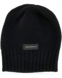 Emporio Armani - Logo-Patch Chunky-Knit Beanie Hat - Lyst