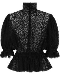 Dolce & Gabbana - Tulle Top With Embroidery - Lyst