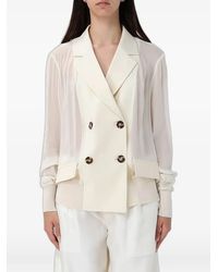 MEIMEIJ - Double-Breasted Sheer-Panel Blazer - Lyst